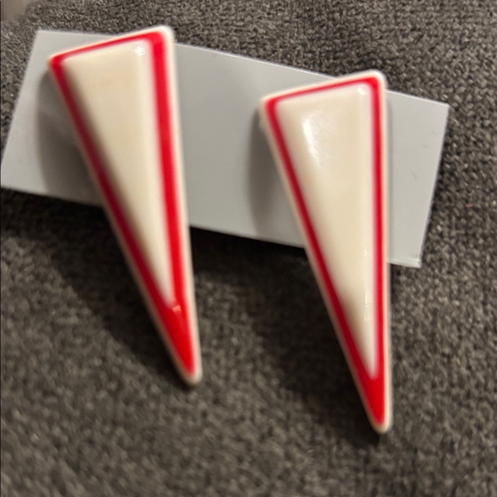 Vintage Space Age Lucite Red & White earrings.